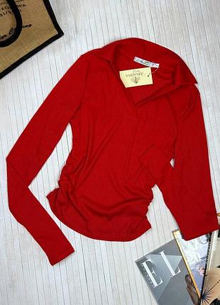 Лонгслив "поло" с вырезом для пальцев, женский