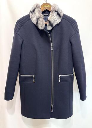 Stella polare чудове жіноче вовняне пальто з натуральним коміром шиншила