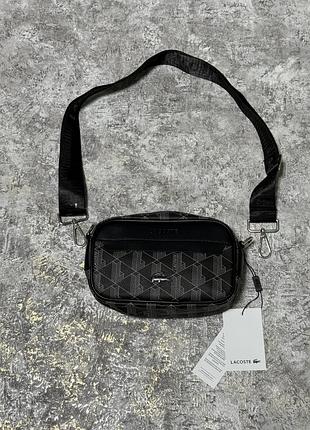 Чоловіча сумка через плече lacoste чорна, оригінальний дизайн