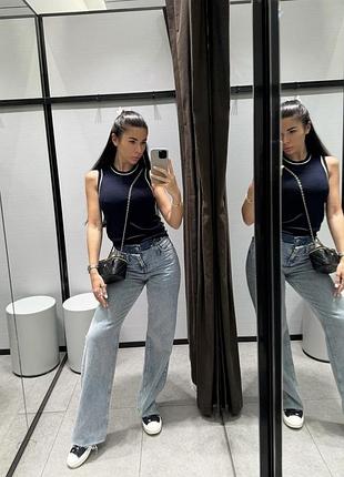 Джинси з подвійним поясом zara / джинсы с двойным поясом