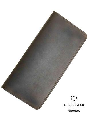 Шкіряний гаманець лонгер на пряму купюру, коричневий crazy horse