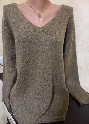 Свитер ikks women 15% alpaca французский бренд цвет хаки m-l