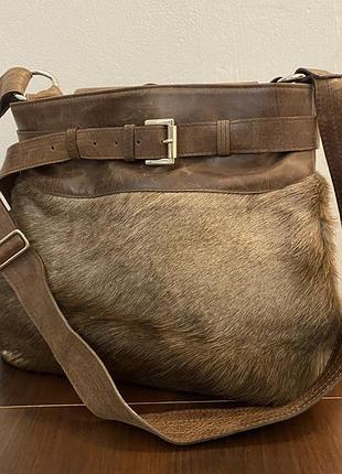 Сумка натуральна шкіра та  хутро