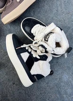 Ботинки 236, р.28,29,34,35, эко-кожа+замша+тедди, черный/белый