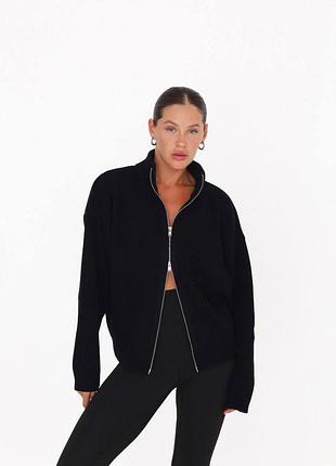 Теплый свитер на молнии шерсть