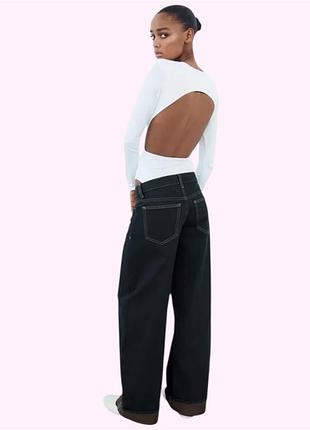 Боді жіноче з вирізом на спині еластичне стрейчеве zara m біле