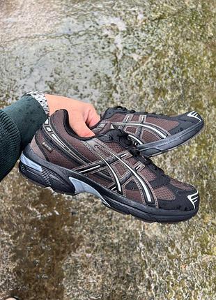 Утепленные мужские кроссовки asics gel-1130 gore-tex black brown termo ассикс черного с коричневым цветов термо