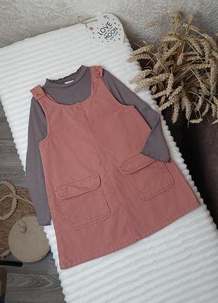 Набор джинсовый сарафан и гольфик в рубчик от hm zara 5-6 лет (110-116)