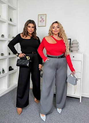 Женские классические брюки брюки палаццо больших размеров, черные, серые
