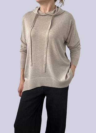 Бежевая женская кофта, джемпер с капюшоном, худи из вискозы от palmers/австрия 46-48