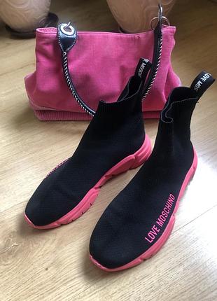 Кросівки-шкарпетки love moschino + сумка tommy в подарунок