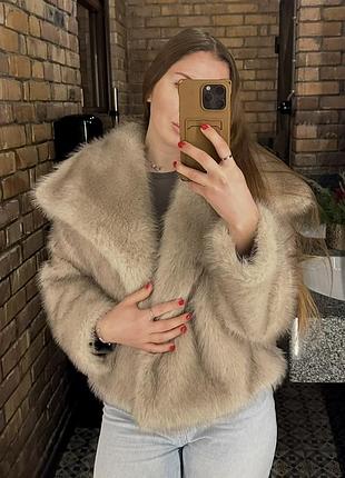 Шуба під песець сіра еко хутро шубка полушубок короткий