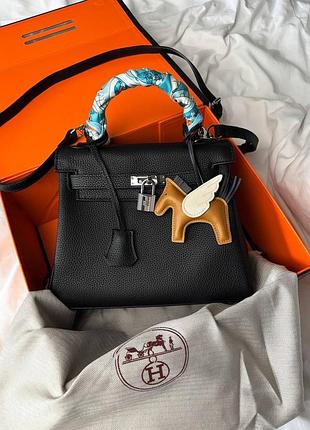 Сумка kelly 25 black togo leather with palladium hardware сумка чорна жіноча