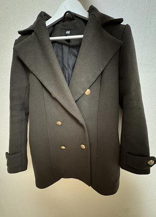Пальто zara, кольору хакі, середньої довжини, xs-s