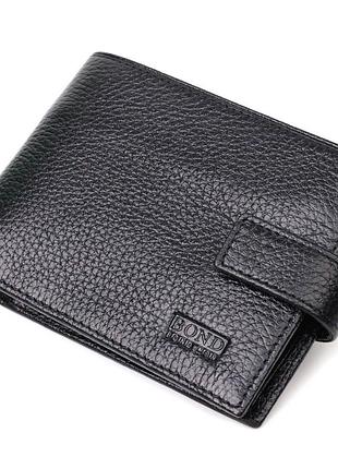 Мужской горизонтальный кошелек из натуральной кожи bond 22042 черный