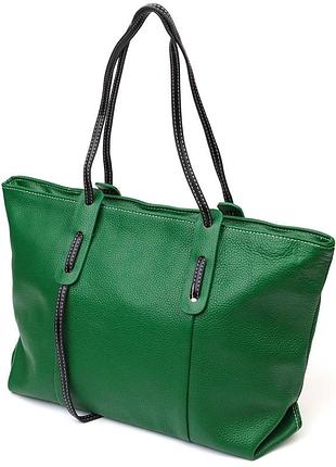 Сумка містка для жінок з натуральної шкіри 22119 vintage зелена