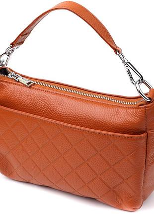Женская сумка из натуральной кожи с двумя ремешками vintage 22929 рыжий