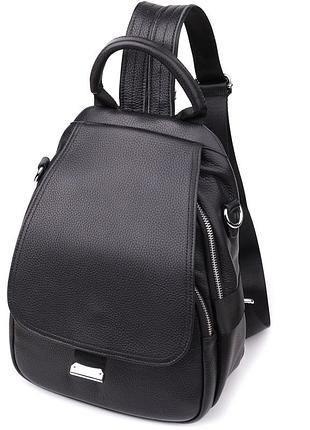 Стильный женский рюкзак из натуральной кожи vintage 23056 черный