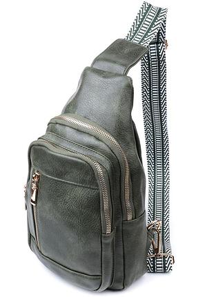 Стильна слінг сумка для жінок з екошкіри vintage 22745 зелений