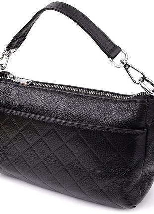 Стильная женская сумка с двумя ремешками из натуральной кожи vintage 22926 черный