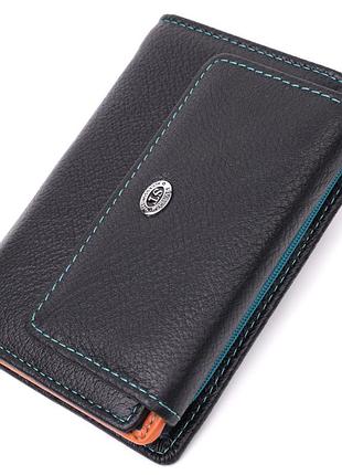Стильный кошелек для женщин из натуральной кожи st leather 22501 черный
