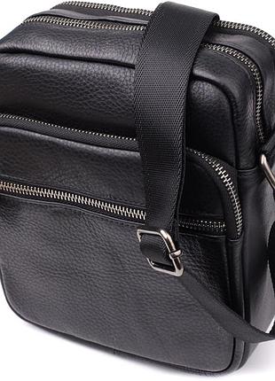 Вместительная мужская сумка на плечо из натуральной кожи vintage 23022 черный