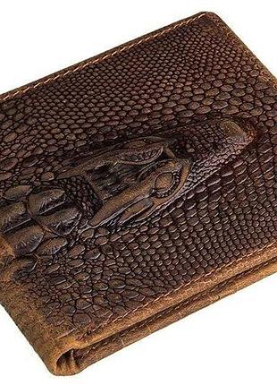 Кошелек мужской vintage 14380 фактура кожи под крокодила коричневый