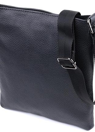 Тонкая сумка для мужчин через плечо из натуральной кожи shvigel 22850 черная