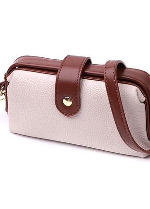 Превосходный клатч с интересной защелкой из натуральной кожи vintage 22426 белый