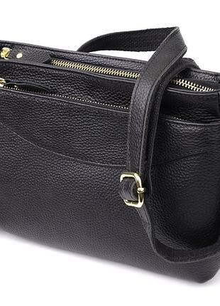 Класична жіноча сумка з жорстким дном із натуральної шкіри vintage 22987 чорний