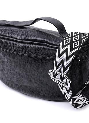 Женская сумка через плечо в классическом цвете из натуральной кожи vintage 22655 черный