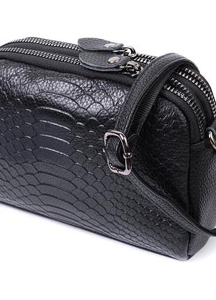 Компактная сумка для женщин на два отделения из натуральной кожи vintage 22799 черный