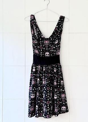 Хелловін геловін halloween платье сукня готика черепа скелеты плаття тоо fast панк-готика з черепами та котами