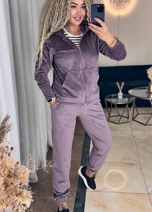 7️⃣2️⃣0️⃣грн велюровий жіночий костюм спортивний з капюшоном