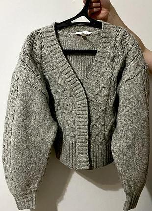 Кардиган жіночий h&m сірий хс з обʼємними рукавами