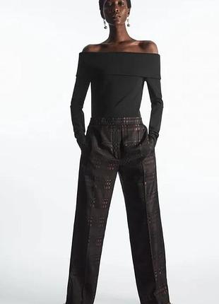 Жаккардовые брюки женские прямого кроя в клетку cos 100% купро