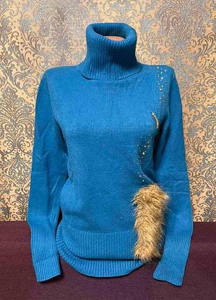 Теплый свитер кофта р 46/48 джемпер ангора виски