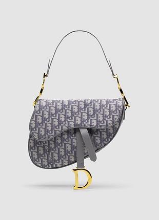 Сумка диор saddle bag gray oblique embroidery