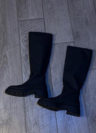 Zara | високі чоботи на масивній підошві | ботфорди | чоботи | сапоги