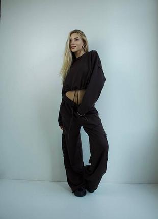 Теплий жіночий брючний прогулянковий костюм