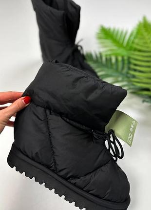 Черные зимние дутики  с отворотами