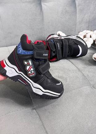 Ботінки осінні 703 чорні утеплені на флісі демі черевики