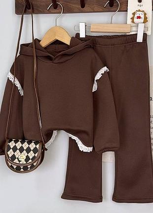 Костюм 91, р.2-3,4,5,6,7, двунитка+фліс, шоколад