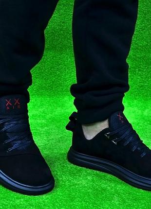 Мужские демисезонные кеды кроссовки натуральные кожаные нубук черные на толстой подошве маккуин утепленные размер 40 стелька 26 см