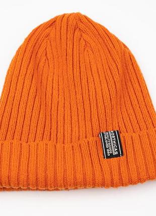 Шапка вязаная мужская northicas теплая зимняя с отворотом&nbsp;оранжева