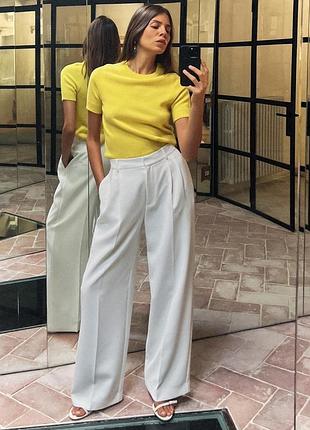 Zara яркий желтый свитер с коротким рукавом из 100% шерсти