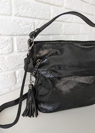 Нереально стильная женская кожаная сумка с лазерным напылением