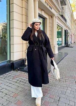 Пальто длинное с поясом