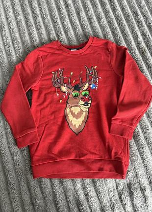 Зимова новорічна кофта светр з оленем
