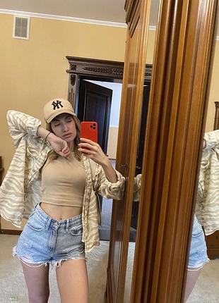 Сорочка рубашка із льону бєж в принт фірми tu